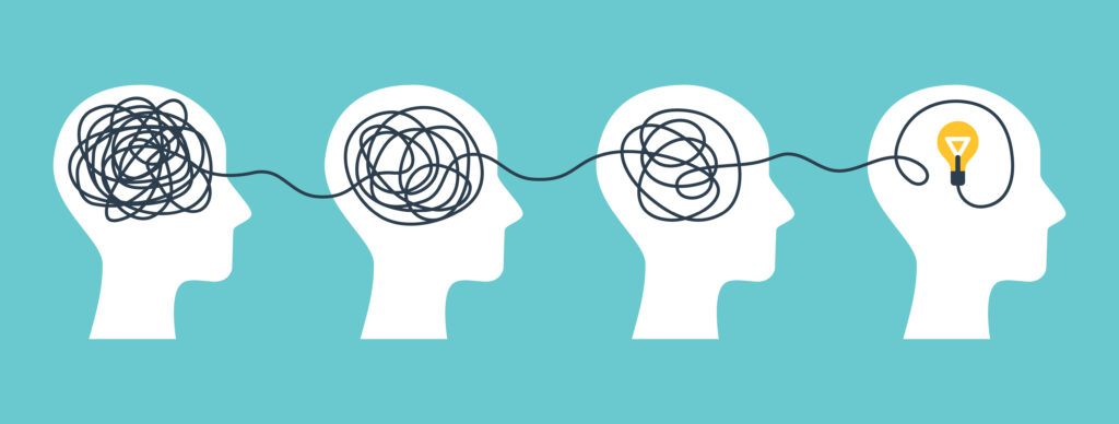 Visual metaphor of untangling complex IT systems and accounting knots through professional support, training, and technical problem-solving by UpgradeByUs.